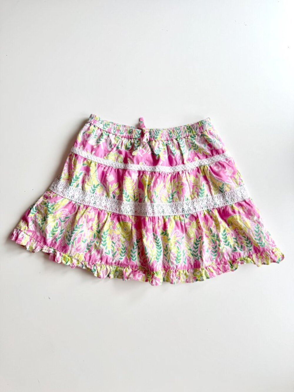 Girls' LILLY PULITZER Floral Print Cotton Poplin Tiered A-Line Skirt, Size 12
